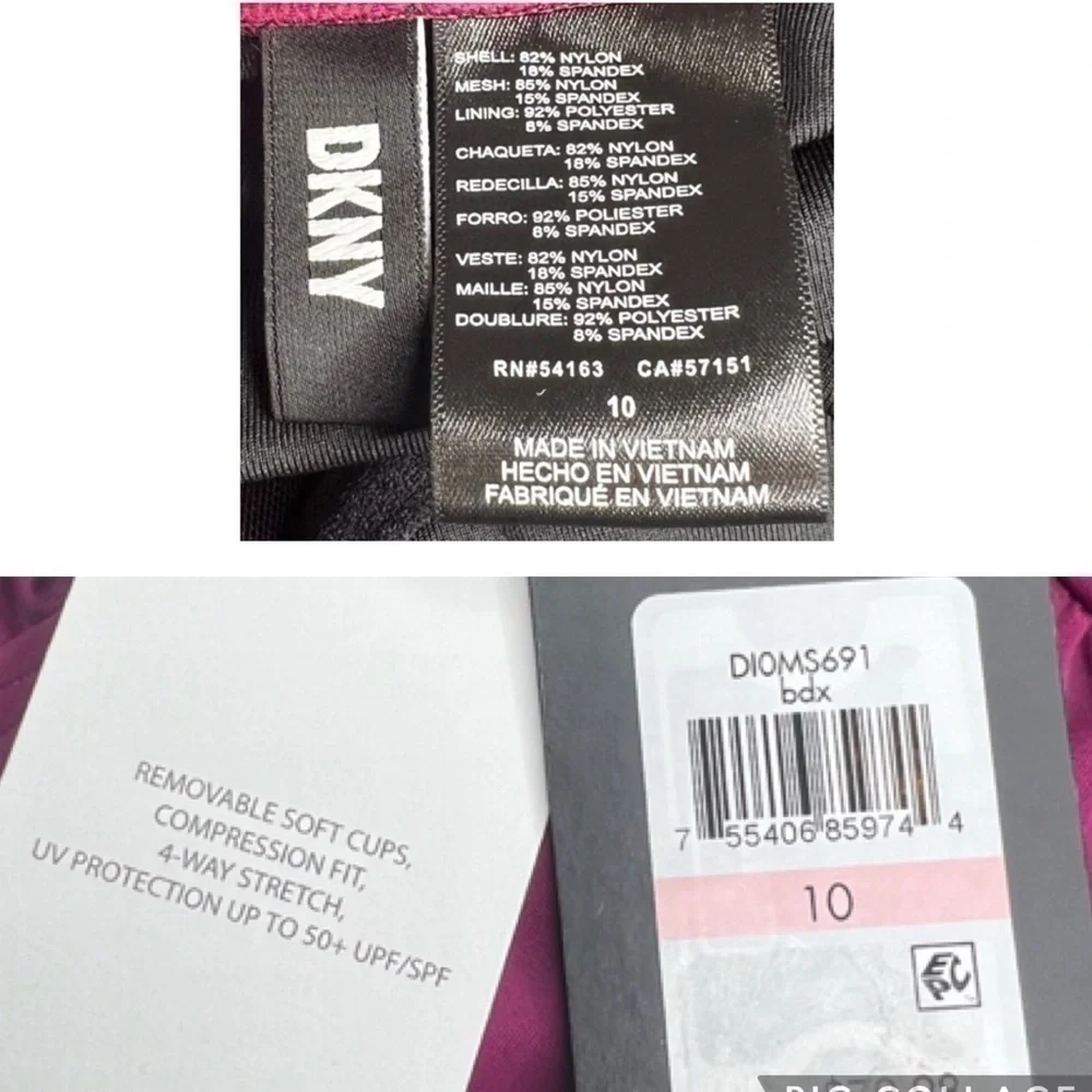 DKNY BORDEAUX WINE Ruffle Underwire Tummy Control One-Piece Swimsuit - Picture 12 of 15